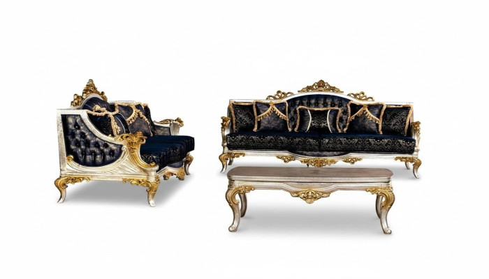 Luxe bankstel 3+3 zit bankfauteuils set stijl barok 2 delen klassiek