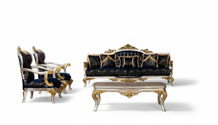 Groep Set Bankstel 3+1+1 Zitsbank 3 stuks Meubels Banken Fauteuils Luxe Zitting Barok