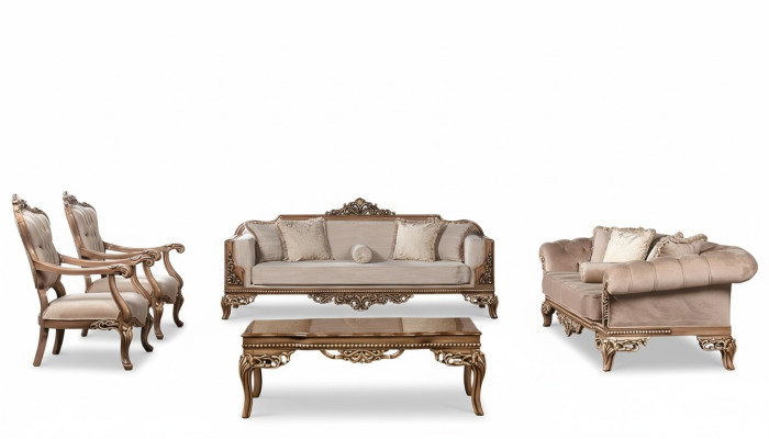 Bankstel 3+3+1+1 Zits salontafel Chesterfield bank fauteuil luxe set 5-delig