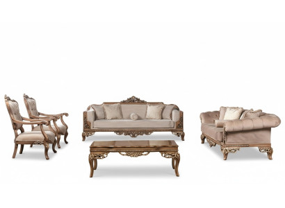 Bankstel 3+3+1+1 Zits salontafel Chesterfield bank fauteuil luxe set 5-delig