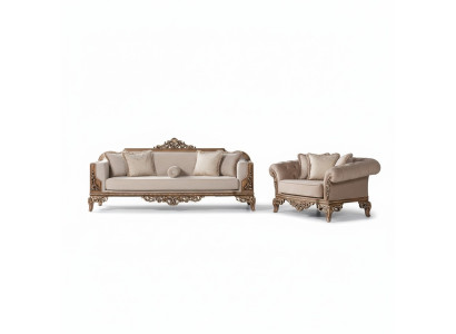 Bankstel 3+3 zitter Chesterfield bank fauteuil luxe set stof set 2-delig
