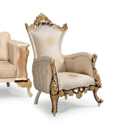 Ohrensessel Fauteuil Stoel Zitter Luxe Design Bekleding Sofa Textiel Barok Ontspanning Stof