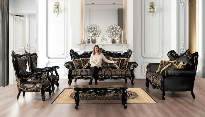 Luxury set van 5 delen Bankstel 3 + 3 + 1 + 1 Zitbank Salontafel Bank Fauteuil Banken