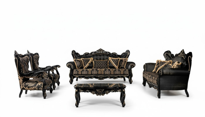 Luxury set van 5 delen Bankstel 3 + 3 + 1 + 1 Zitbank Salontafel Bank Fauteuil Banken
