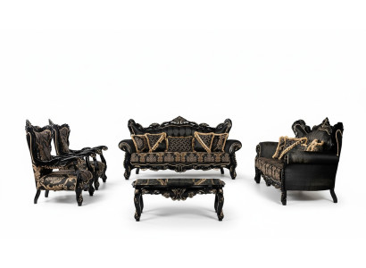 Luxury set van 5 delen Bankstel 3 + 3 + 1 + 1 Zitbank Salontafel Bank Fauteuil Banken