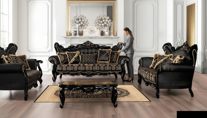 Sofaset 3+3 zitsbank bank fauteuil banken luxueuze set van polyester stof nieuw.