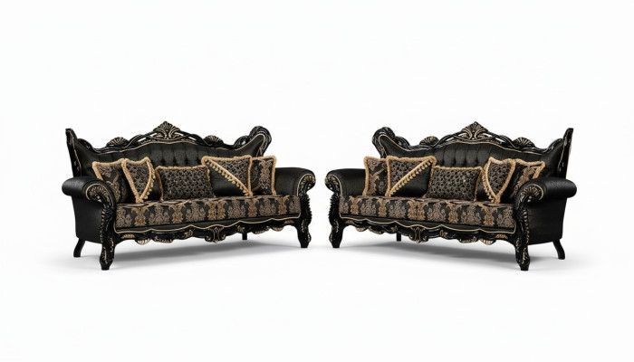Sofaset 3+3 zitsbank bank fauteuil banken luxueuze set van polyester stof nieuw.