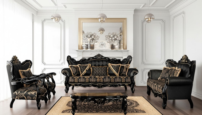 Bank Zitten Driedubbele Bank 3-Zits Banken Fauteuil Stof Barok Rococo Meubelen 232cm
