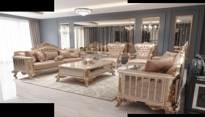 Bankstel 3+3+1+1 Zits Bank Koffietafel Bank Stoel Banken Stof Luxe Set 5-delig