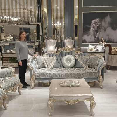 Driepersoonsbank 3-zits bank Meubels Klassieke Sofa's Stof Stijl Barok Rococo Nieuw