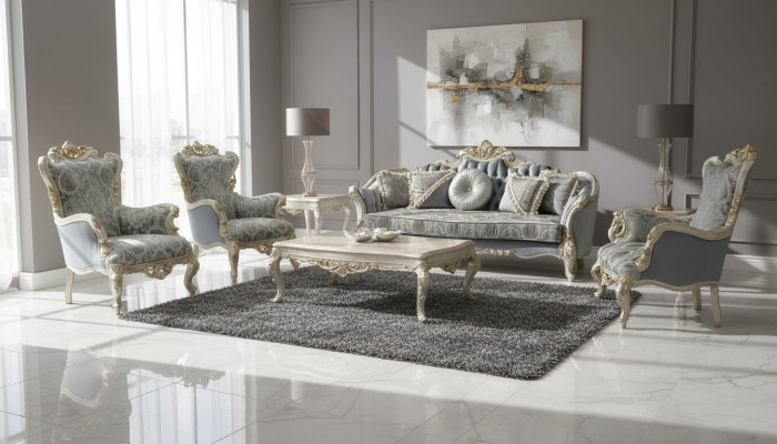 Bankstel 3+1+1 zits luxe bank fauteuil stof set woonkamer