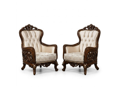 Fauteuil Ohrensessel luxe stof zitontwerp bekleed met barok textiel nieuw.