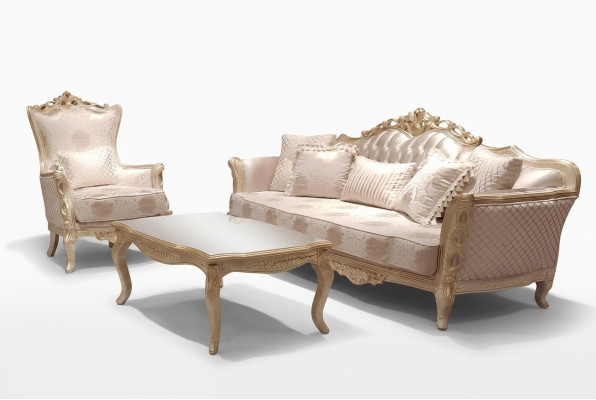 Klassieke driezitsbank 3-zitsbanken Bank Stof Stijl Barok Meubels Rococo