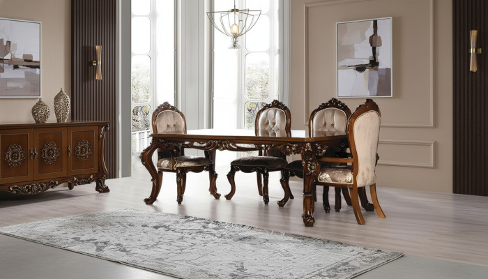Luxe eetkamer eettafel stoel groep pakket set houten tafel tafels 5-delige sets.