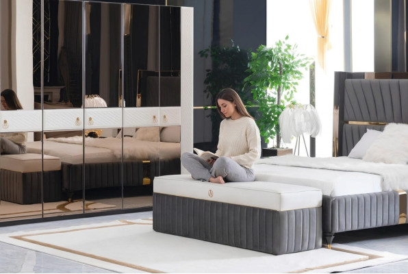 Ontwerp Zitbanken Voetenbank Stoel Houten Zithocker Luxe Bank Stoffen Kruk Bank