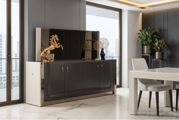 Meubelgroep Nieuw Set 2-delig. Dressoir Spiegel Ladenkasten Kast Luxe Rek Console.