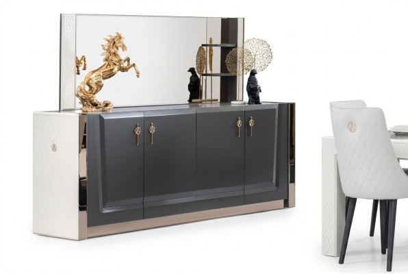 Meubelgroep Nieuw Set 2-delig. Dressoir Spiegel Ladenkasten Kast Luxe Rek Console.