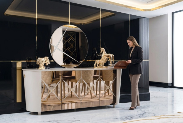 Ladenkast Italiaanse stijl Ladenkasten Gouden dressoirs Massief houten meubels Ladenkasten