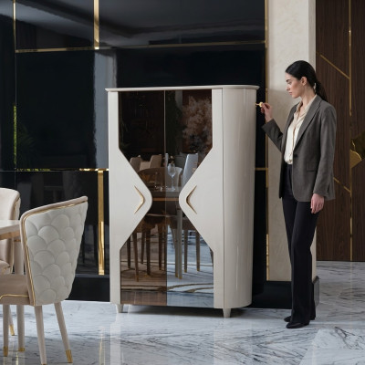 Vitrine kast Massief houten dressoir Massief eetkamer meubels Massief hout