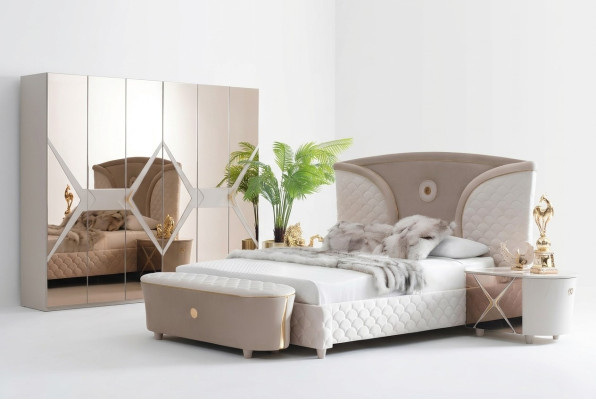 Tweepersoonsbedden Modern bedframe Beddenset 3-delig Slaapkamer Bed Nachtkastje