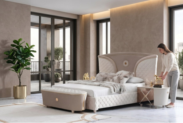 Bedden Dubbele bedden Modern bedframe Bedden Slaapkamer Nachtkastje Nieuw