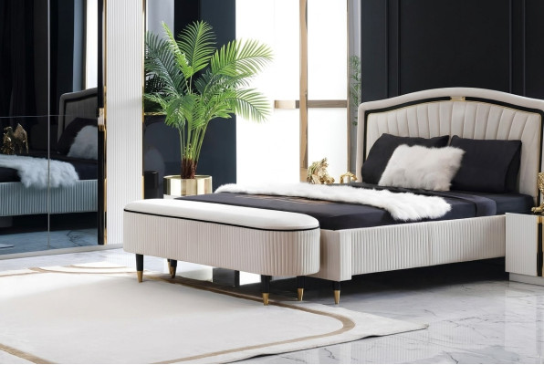 Voetenbank Bekleding Zitdesign Textiel Relax Luxe Voetenbank Bank Stof
