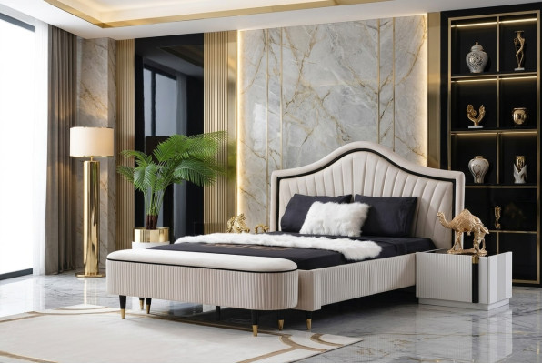 Set van 3 delen Slaapkamermeubilair Bed 2x Nachtkastje Stijl Italiaanse Meubels Nieuw