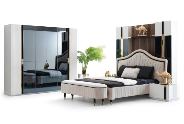 Set van 3 delen Slaapkamermeubilair Bed 2x Nachtkastje Stijl Italiaanse Meubels Nieuw