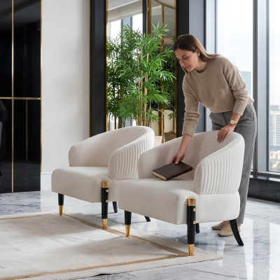 Textiel 2x fauteuils gestoffeerde stoelen Gastropub stof eetkamer Nieuw designstoelenset