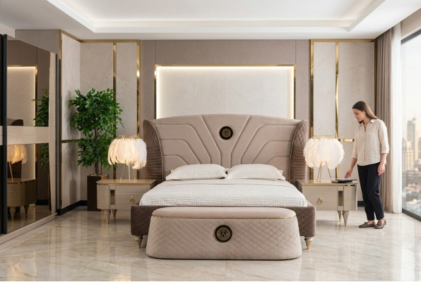 Bedden Tweepersoonsbed Hotel Bedframe Dubbel Hout Meubels Bed Bekleding Luxe Ontwerp