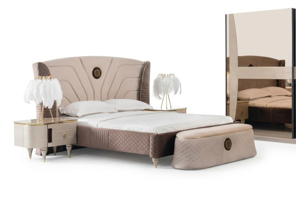 Slaapkamer tweepersoonsbed 160x200cm luxe bed 2x nachtkastje 3-delige set bedden nieuw