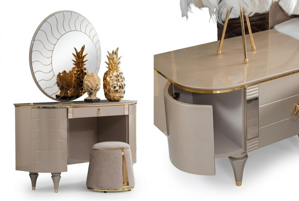 Console tafel Kaptafel Kaptafel Kruk Nieuw 2 delen Tafels Kaptafel