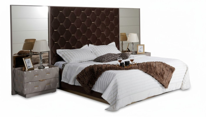 Slaapkamer Bed Nachtkastje Bedden Dubbel Hout Nieuw Luxe Set 3-delig.