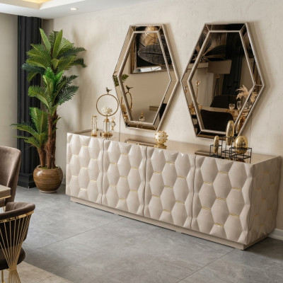 Sideboard Spiegel Dressoir Kast 3-delig Console Tafel Edel Design Console Hout