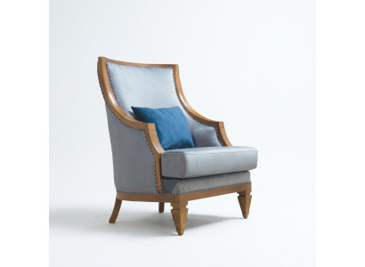 Moderne grijze fauteuil van textiel met één zitplaats van leer voor in de woonkamer, nieuw.