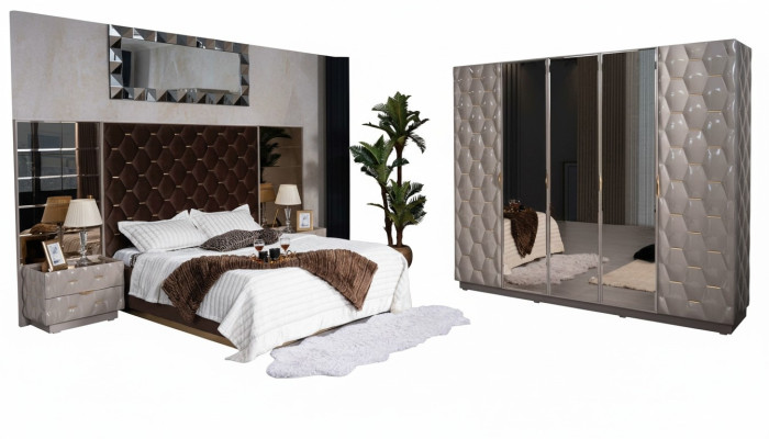 Tweepersoonsbed 2 nachtkastjes kledingkast slaapkamer meubelset 4-delig.
