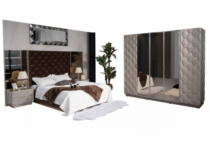 Tweepersoonsbed 2 nachtkastjes kledingkast slaapkamer meubelset 4-delig.