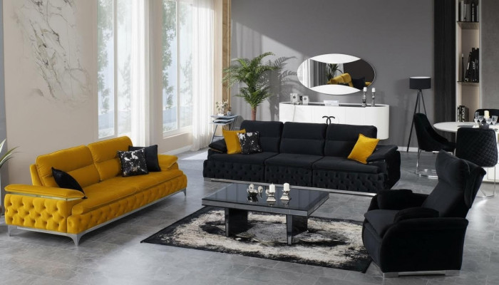 Bankstel 3+3+1-zitterbank Sofa Bankbekleding Bankstel Stoffenbank