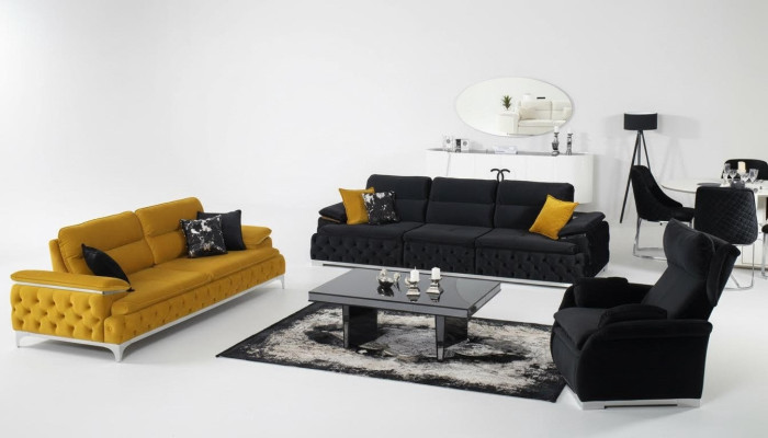 Bankstel 3+3+1-zitterbank Sofa Bankbekleding Bankstel Stoffenbank