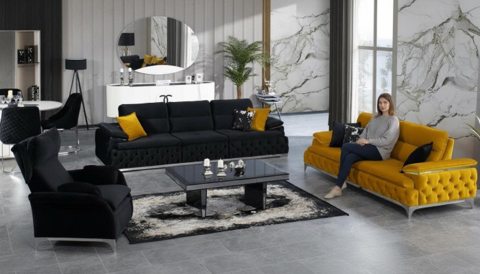 Sofaset 3+3 zits set Designbanken Beklede Banken Stof Relax