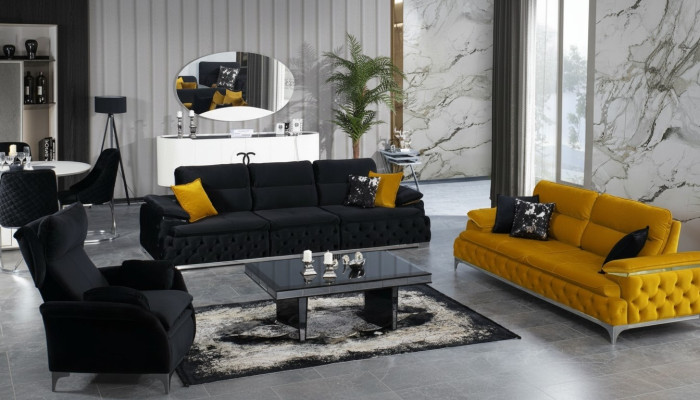 Sofaset 3+3 zits set Designbanken Beklede Banken Stof Relax