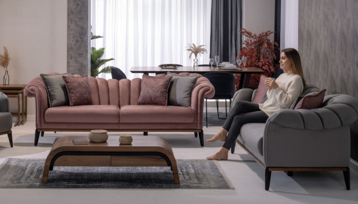 Sofaset Bank Bekleding Modern 3+3-zits Set Design Banken Bekleding Textiel Nieuw