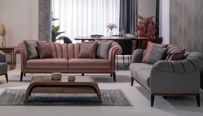 Sofaset Bank Bekleding Modern 3+3-zits Set Design Banken Bekleding Textiel Nieuw