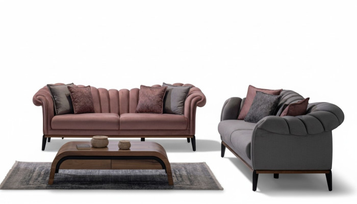 Sofaset Bank Bekleding Modern 3+3-zits Set Design Banken Bekleding Textiel Nieuw
