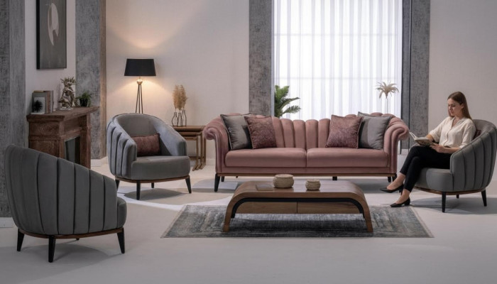 Sofa set 3-zits set Ontwerp bank Beklede banken Moderne set