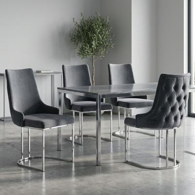 Garnituur 4x stoelen Modern gestoffeerd design Stoelgroep Houten eetstoel