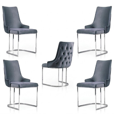 Garnituur 4x stoelen Modern gestoffeerd design Stoelgroep Houten eetstoel
