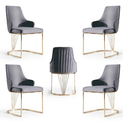 Groep Set 4x Stoelstoel Ontwerp Stof Bekleding Stoelen Horeca Eetkamer