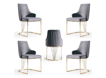 Groep Set 4x Stoelstoel Ontwerp Stof Bekleding Stoelen Horeca Eetkamer