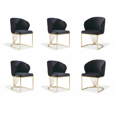 Set 6x Stoel Stoelen Fauteuils Eetkamer Set Hout Modern Groep Meubels